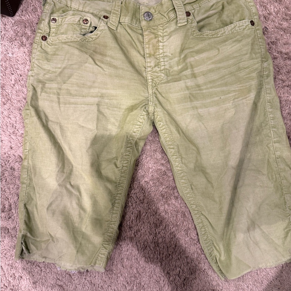 True Religion Light Green Jean Shorts